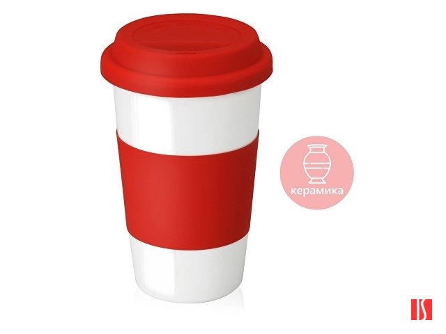 Кружка с силиконовой крышкой и манжетой «Нью-Йорк» 300мл, красный