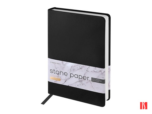 Ежедневник с каменной бумагой недатированный А5 "Carrara", черный