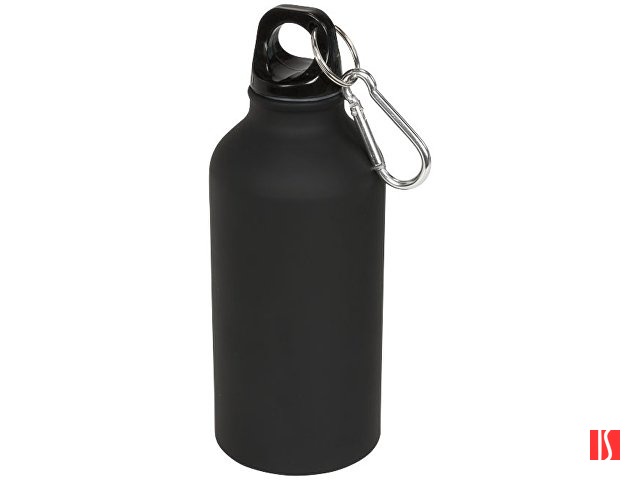 Матовая спортивная бутылка Oregon с карабином и объемом 400 мл, черный