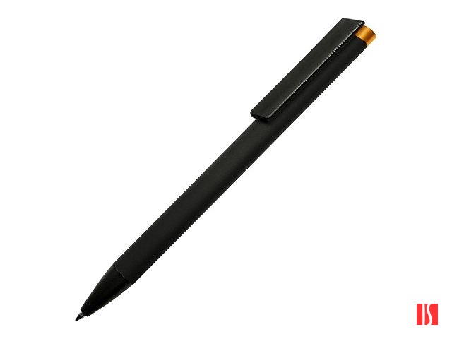 Ручка металлическая шариковая "Taper Metal" софт-тач с цветным зеркальным слоем, черный с оранжевым