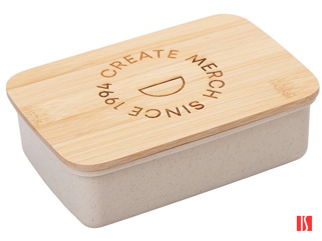 Ланчбокс Lunch с крышкой, бежевый (гравировка)