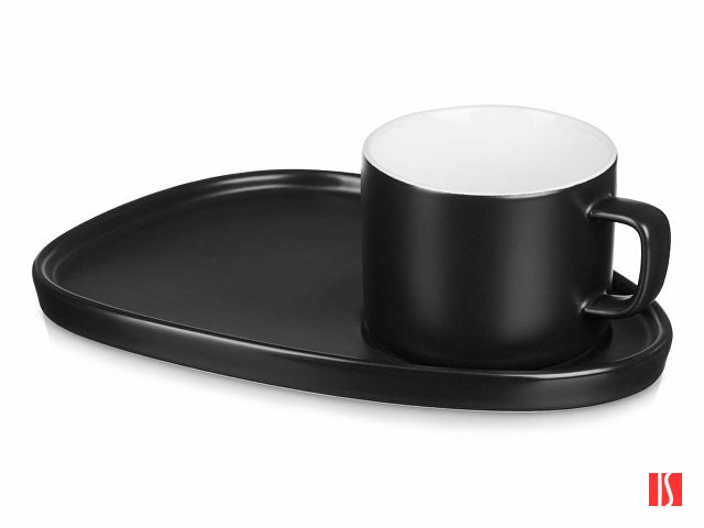 Чайная пара "Brighton" : блюдце овальное, чашка, коробка, черный