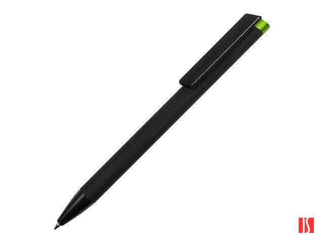 Ручка металлическая шариковая "Taper Metal" софт-тач с цветным зеркальным слоем, черный с зеленым яблоком