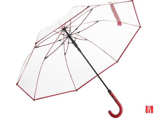 Зонт-трость 7112 Pure с прозрачным куполом, полуавтомат, прозрачный/красный