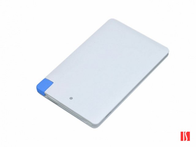 Универсальное зарядное устройство Credit _card1_power_bank  под нанесение логотипа  в виде кредитной карты, толщина всего 7,5 . 2500MAH. Синий