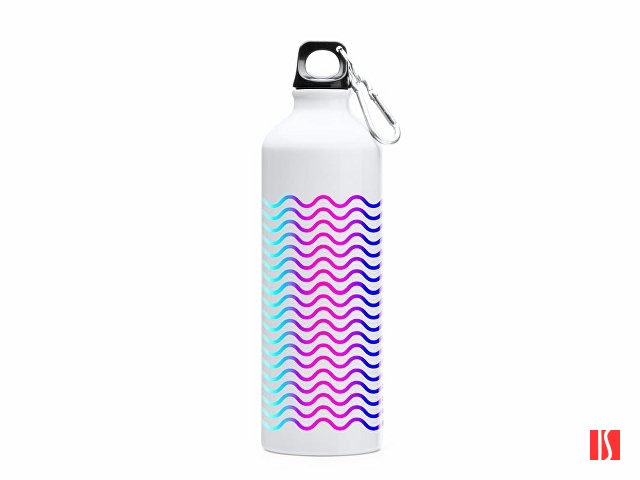 Бутылка алюминиевая с карабином, 800 мл, белый