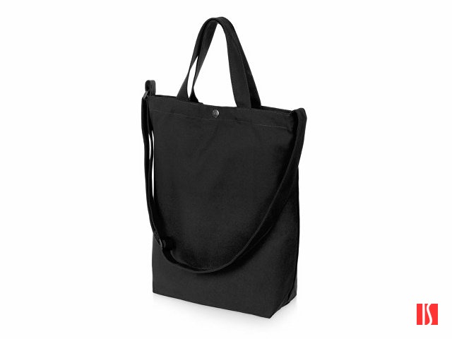 Сумка Helfer из хлопка на кнопке с регулирующейся лямкой, черный