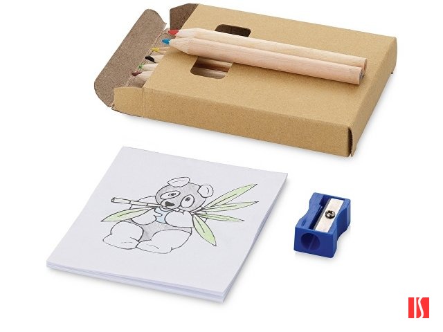 Набор для рисования: 6 цветных карандашей, точилка, раскраска