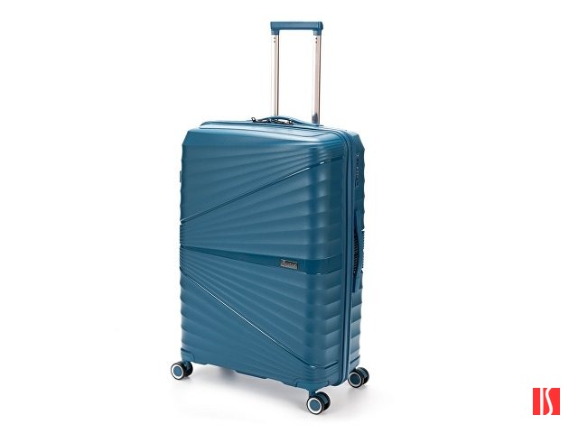 Чемодан TORBER Nevo, синий, полипропилен, 49 х 28 х 76 см, 95 л