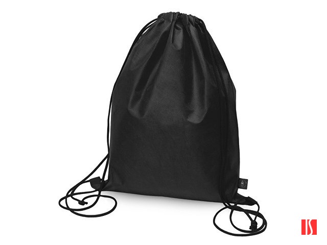 Рюкзак-мешок Reviver из нетканого переработанного материала RPET, черный