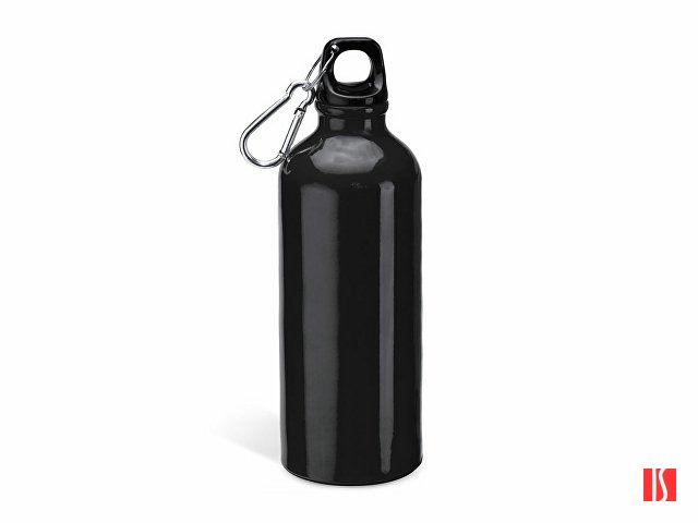 Бутылка алюминиевая с карабином, 800 мл, черный