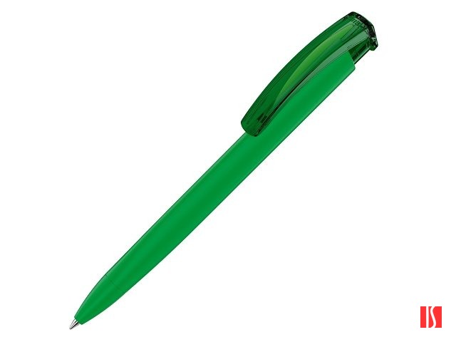 Ручка шариковая трехгранная UMA «TRINITY K transparent GUM», soft-touch, зеленый