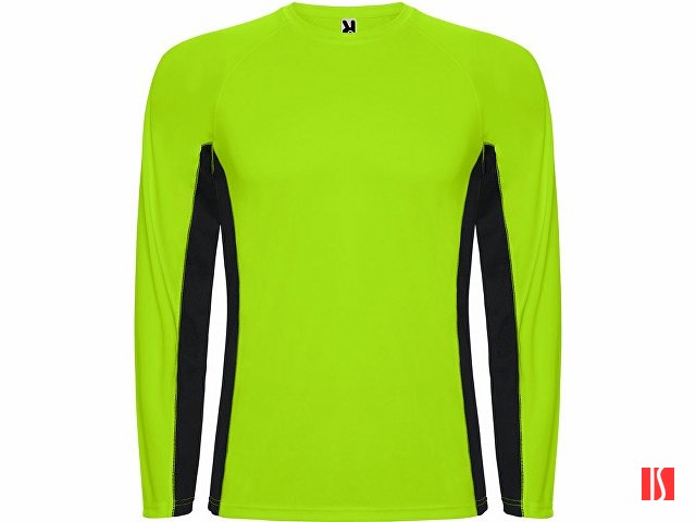 Футболка "Shanghai " мужская с длинным рукавом, неоновый зеленый/черный