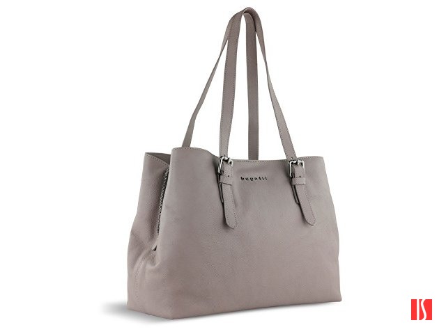 Сумка женская BUGATTI Bella, бежевая, воловья кожа/полиэстер, 33х14х25 см