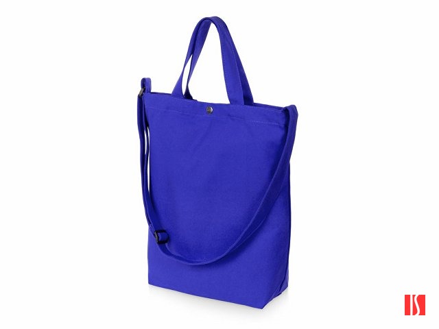 Сумка Helfer из хлопка на кнопке с регулирующейся лямкой, синий