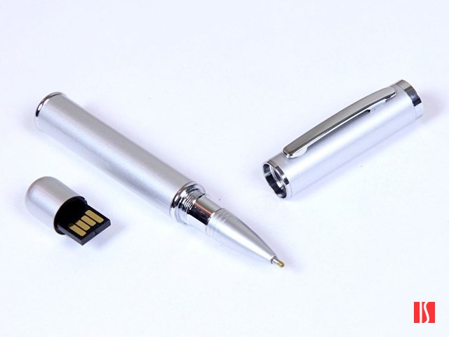 USB-флешка на 32 Гб в виде ручки с мини чипом, серебро