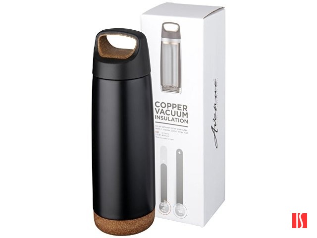 Спортивная медная бутылка с вакуумной изоляцией Valhalla объемом 600 мл, черный