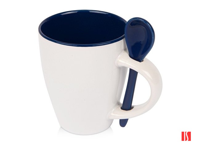 Купить Кружка «Авеленго» с ложкой, темно-синий Кружка «Авеленго» с ложкой, темно-синий