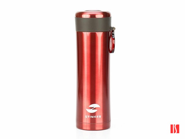 Термокружка Stinger, 0,42 л, сталь/пластик, красный глянцевый, 7,5 х 6,9 х 22,2 см