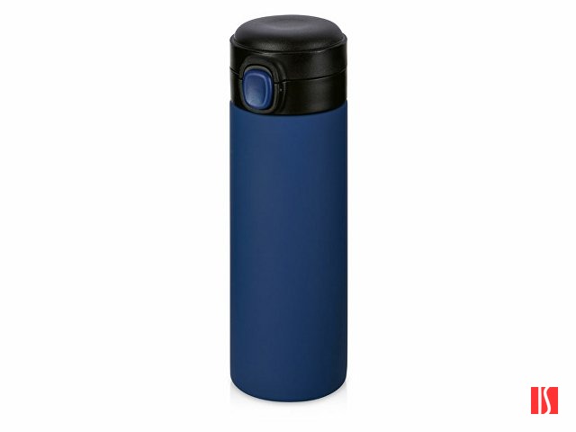 Вакуумная термокружка Waterline c кнопкой «Guard», 400 мл, темно-синий