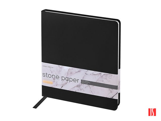 Еженедельник с каменной бумагой А5+ "Carrara", черный