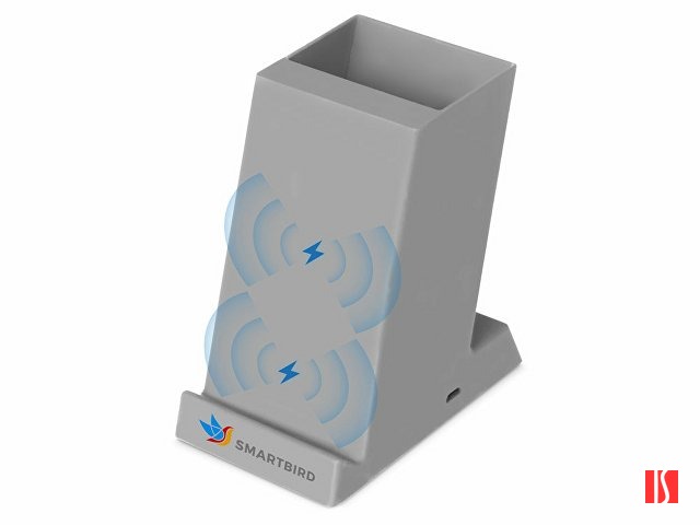 Беспроводная зарядка-подставка с подсветкой "Glow box", серый