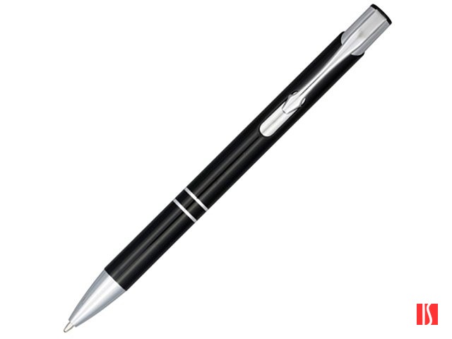 Кнопочная шариковая ручка Moneta из анодированного алюминия, черные чернила, черный