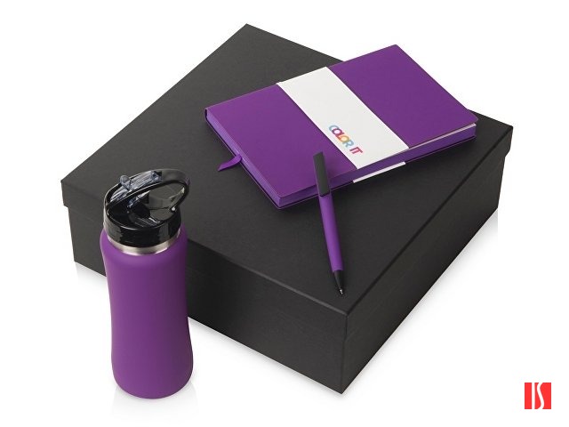 Купить Подарочный набор c блокнотом C1, ручкой и бутылкой, фиолетовый Подарочный набор c блокнотом C1, ручкой и бутылкой, фиолетовый