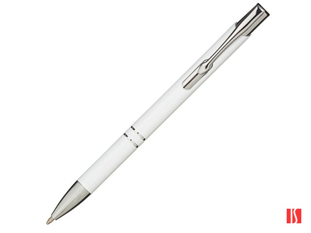 Алюминиевая шариковая кнопочная ручка Moneta, черные чернила, белый