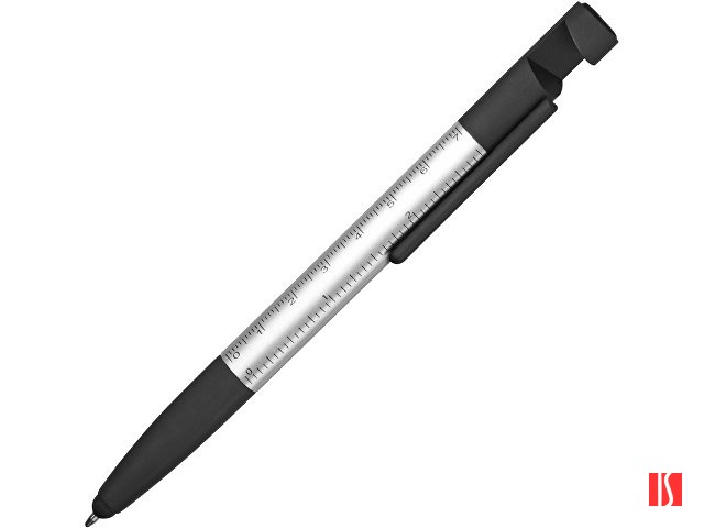 Ручка-стилус пластиковая шариковая многофункциональная (6 функций) «Multy», серебристый