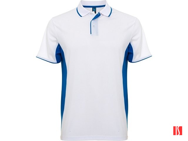 Рубашка поло "Montmelo" мужская с длинным рукавом, белый/королевский синий