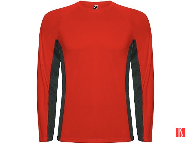 Футболка "Shanghai " мужская с длинным рукавом, красный/графитовый