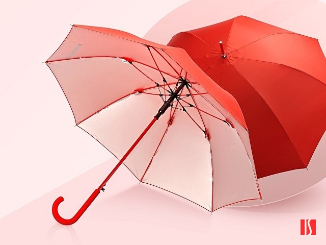 Зонт-трость "Silver Color" полуавтомат, красный/серебристый