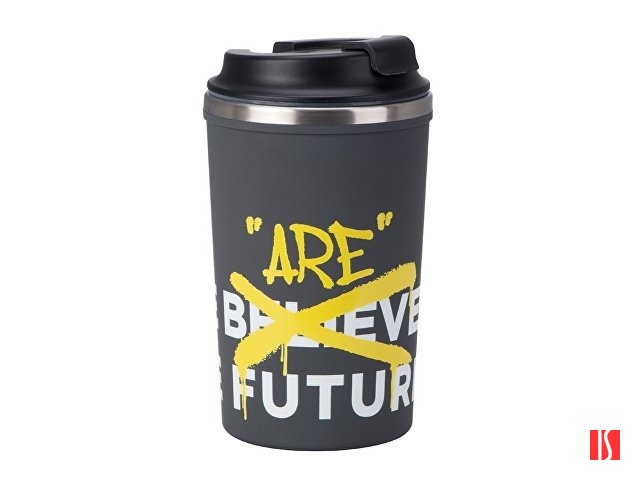 Герметичная термокружка на присоске "Kick", 350 мл, серый (уф печать круговая)