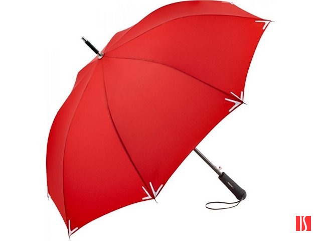 Зонт-трость 7571 Safebrella с фонариком и светоотражающими элементами, полуавтомат, красный