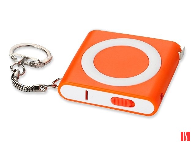 Брелок-рулетка с фонариком, 1 м., оранжевый/белый