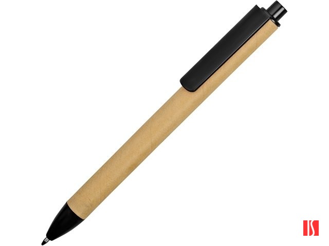 Ручка картонная пластиковая шариковая «Эко 2.0», бежевый/черный