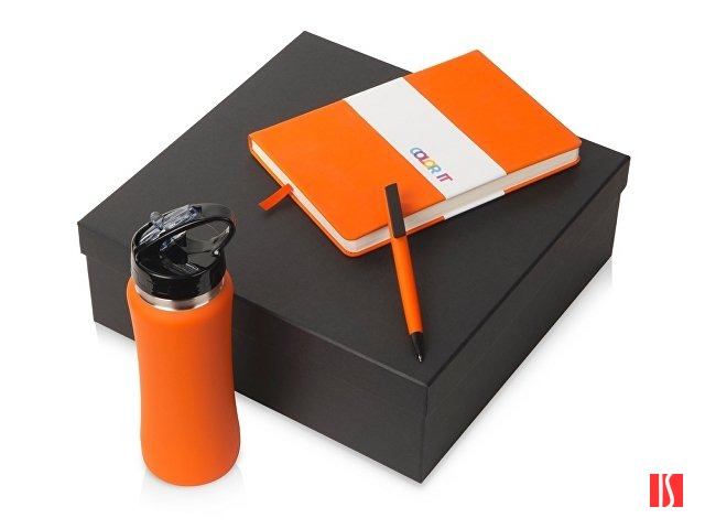 Купить Подарочный набор c блокнотом C2, ручкой и бутылкой, оранжевый Подарочный набор c блокнотом C2, ручкой и бутылкой, оранжевый