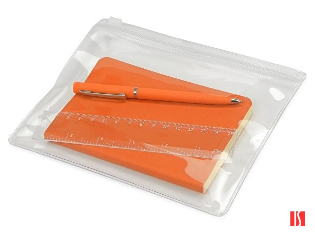 Набор канцелярский "Softy": блокнот, линейка, ручка, пенал, оранжевый