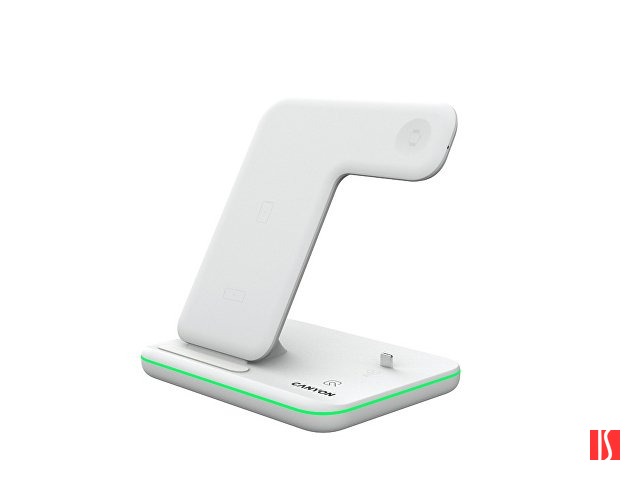 Беспроводное зарядное устройство для гаджетов "3-в-1" с технологией QI Canyon WS-302 (CNS-WCS302W), белый