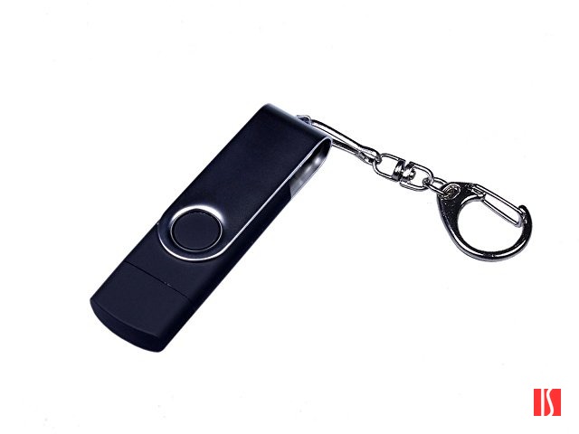 Купить USB-флешка на 32 Гб поворотный механизм, c двумя дополнительными разъемами MicroUSB и TypeC, черный USB-флешка на 32 Гб поворотный механизм, c двумя дополнительными разъемами MicroUSB и TypeC, черный