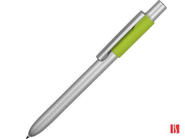 Ручка металлическая шариковая «Bobble» с силиконовой вставкой, серый/зеленое яблоко