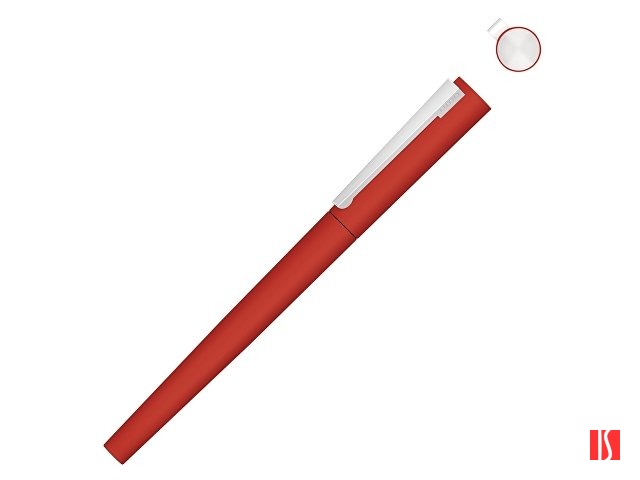 Ручка металлическая роллер «Brush R GUM» soft-touch с зеркальной гравировкой, красный