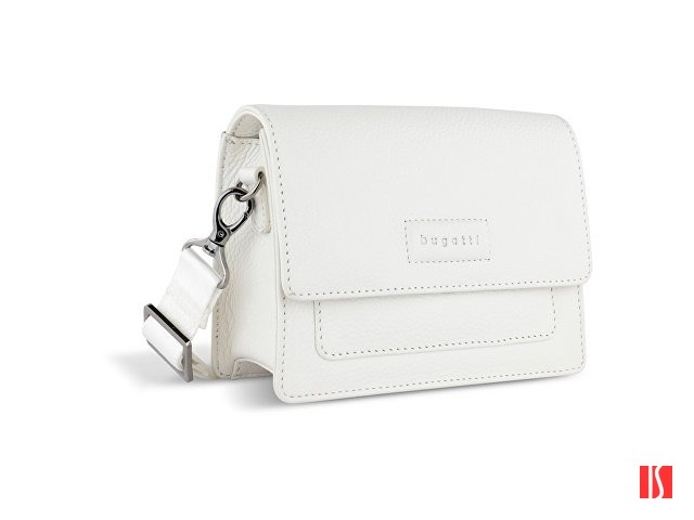 Сумка через плечо женская BUGATTI Elsa, белая, воловья кожа/полиэстер, 18,5х8,5х14,5 см