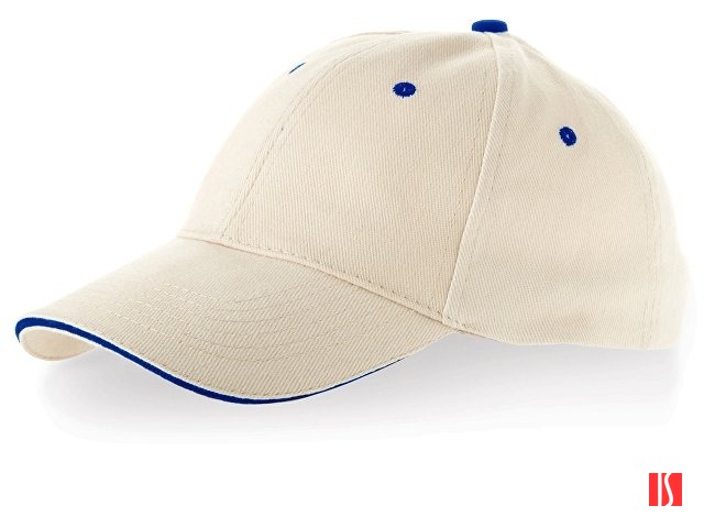 Бейсболка "New Castle" 6-ти панельная, натуральный/синий