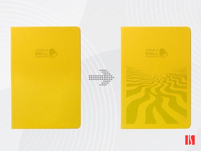 Бизнес-блокнот А5 «C2» soft-touch, желтый, с УФ печатью