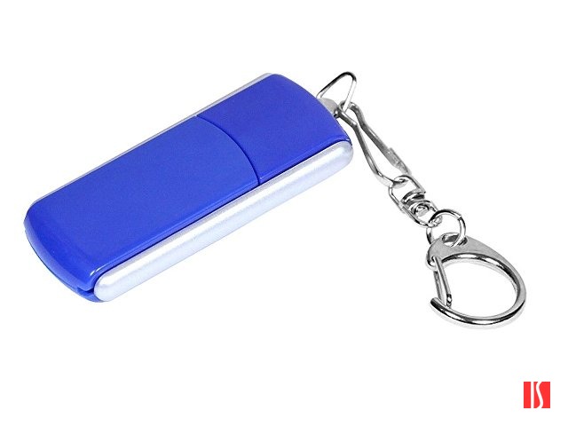 Флешка промо прямоугольной формы, выдвижной механизм, 64 Гб, синий