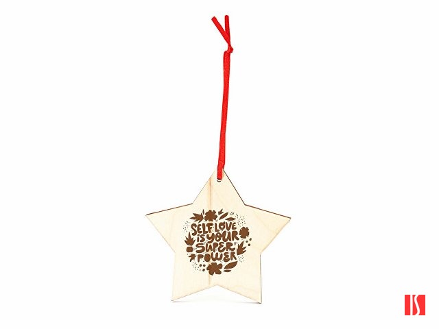 Деревянное новогоднее украшение JINGLE, звезда, натуральный