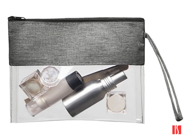 Косметичка из PVC и ткани "Leony", прозрачный/темно-серый