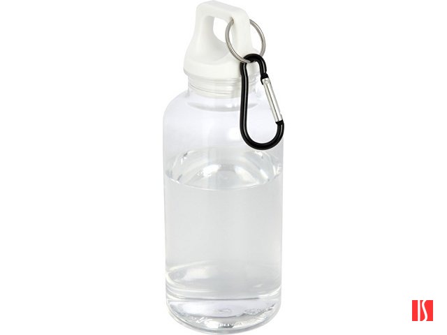 Бутылка для воды с карабином Oregon из переработанной пластмассы, 400 мл - Белый
